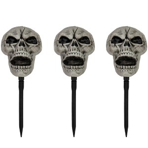 Northlight Set of 3 Skull Stakes Outdoor Yard Halloween Decorations - 1 of 4