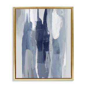Stupell Industries Layers of Blue and White Abstract Movements Floating Frame Canvas Art - 1 of 4