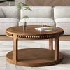 Bella Depot 31.5'' Round Solid Wood Coffee Table for Living Room,2-Tier Rustic Wood Desktop with Storage Shelf - 2 of 4