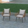 Emma and Oliver Indoor/Outdoor Bohemian Natural Rattan Rope Patio Chairs with Open Weave Design and Removable Plush Cushions - 4 of 4