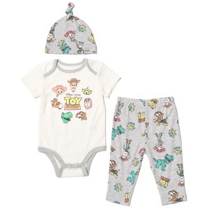 Disney Pixar Monsters Inc. Mike Mickey Mouse Baby Bodysuit Pants and Hat 3 Piece Outfit Set Newborn to Infant - 1 of 4
