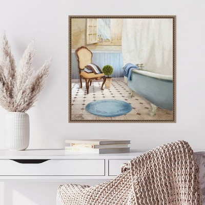 Antique French Provincial Beaded Framed Canvas Wall Art