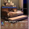 TiramisuBest Twin Daybed with Trundle, Farmhouse Daybed Frame with Sliding Barn Door Headboard and Charging Station & LED Light - 3 of 4