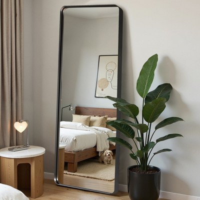 Lirago Metal Flat Mirror Full Length Mirror Leaning Mirror 71*31 Black