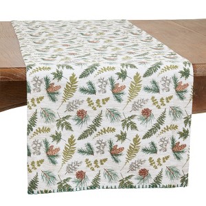 Saro Lifestyle Dining Table Runner With Forest Foliage Design, Green, 16" x 72" - 1 of 3
