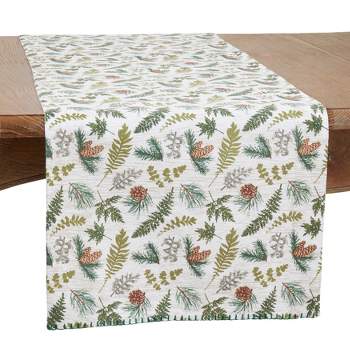 Saro Lifestyle Dining Table Runner With Forest Foliage Design, Green, 16" x 72"