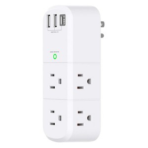 Itopfox Outlet Extender with Rotating Plug, Surge Protector 6 AC Multi Plug Wall Outlets and 3 USB Ports, 1800 Joules, 3-Sided Swivel Power Strip - 1 of 4