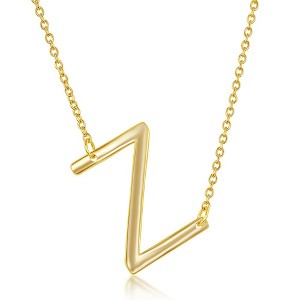 Bella Silver Sterling Silver Sideways Initial 18" Pendant Necklace - Available Colors: Silver, Gold - 1 of 2