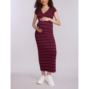 Women's Short Sleeve Henley Bodycon Maxi Dress | Motherhood Maternity - 1 of 4