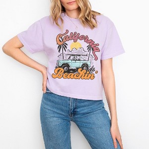 Simply Sage Market Women's California Beachin' Car Short Sleeve Relaxed Fit Cropped Tee - 1 of 4