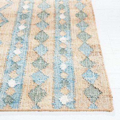 Handmade Blue and Beige Wool 6' x 9' Flat Woven Area Rug