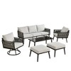 XIZZI Outdoor Woven Sling Sofa 6-Piece Set with Rotating Chair, Water-Resistant Fabric, Modern Patio Furniture - Black/Dark Gray/Light Gray - 2 of 4