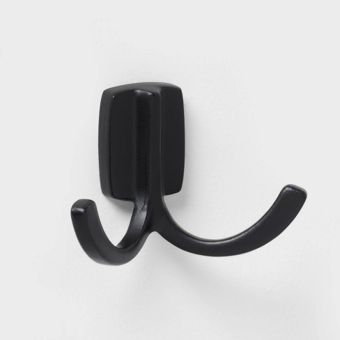 Permastik Large Removable Modern Hooks, Holds 3.3 lbs Each, 6 Count, Matte Black