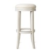 HomeRoots 31" Bone and Antiqued White Fabric and Solid Wood Backless Bar Height Swivel Bar Chair - 4 of 4