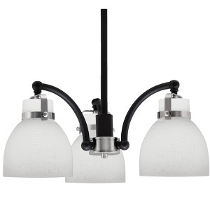 Toltec Lighting Easton 3 - Light Chandelier in  Matte Black/Brushed Nickel with 6'' White Muslin Shade - 1 of 1