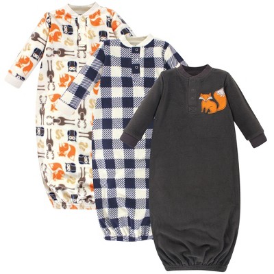 Hudson Baby Infant Boy Fleece Gowns, Forest