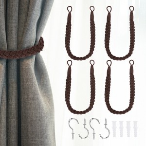 Unique Bargains Cotton Hand-Woven Decorative Metal Hook Curtain Drapes Holdbacks 23.6" - 1 of 4