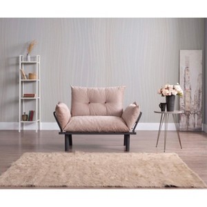TiramisuBest Metal Legs Futon Loveseat, Black Chenille Upholstery, Compact 2-Seater Sofa, Durable Metal Frame, Easy Assembly - 1 of 4