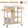 Outdoor Grill Cart, Solid Wood BBQ Cart Prep Table, Portable Rolling Kitchen Island with Stainless Steel Top, Drawer, & Open Shelves - 3 of 4