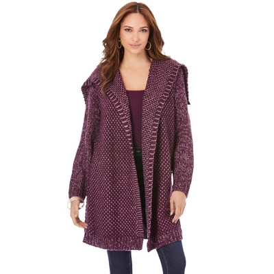 Roaman's Women's Plus Size Marled Open Cardigan