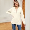 Womens Hooded Tops Tie Neck Long Sleeve Knit Sweater Pullover Top - 3 of 4
