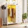 Aheaplus Dresser for Bedroom with Clothes Rack & Mirror, 5 Drawers Dresser with Charging Station & LED Lights - 3 of 4