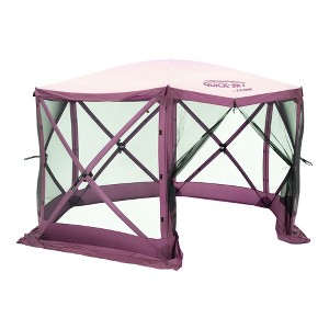 CLAM Quick-Set Escape 11.5 x 11.5 Foot Portable Pop-Up Outdoor Camping Gazebo Screen Tent 6-Sided Canopy Shelter with Stakes & Carry Bag, Plum - 1 of 4