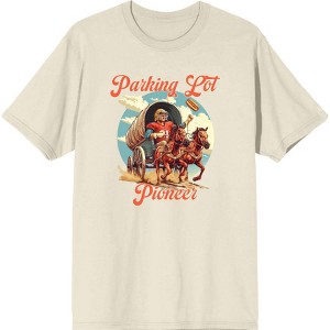 "Parking Lot Pioneer" Old West Wagon Football Cowboy Adult Short Sleeve Tee - 1 of 2
