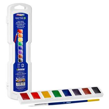 Prang Professional Watercolors, 8-Color Half Pan Set with Brush