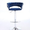 DSVIMOY Counter and Bar Stool Set of 2 Swivel Height Adjustable Velvet Bar Stools with Chrome Footrest for Dining, Blue, 25.98"*12.99"*20.66" - 2 of 4