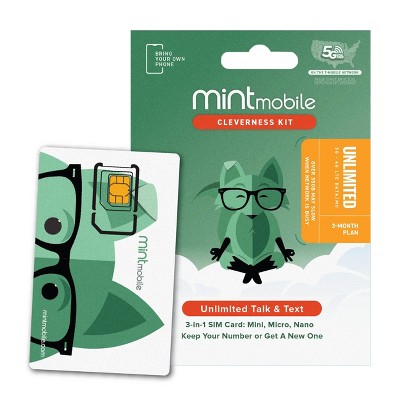 Mint Mobile 3 Month Unlimited Plan SIM Kit