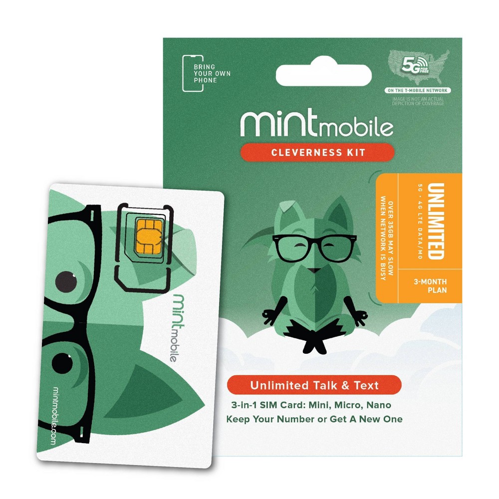 Photos - SIM card Unlimited Mint Mobile 3 Month  Plan SIM Kit 