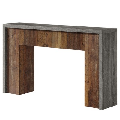 Resenkos Wood Console Table, Stylish Entryway Table, Modern Sofa Table, Versatile Display Table, Brown & Gray, Home Decor Essentials， Brown