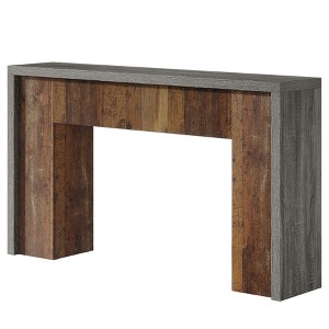 Resenkos Wood Console Table, Stylish Entryway Table, Modern Sofa Table, Versatile Display Table, Brown & Gray, Home Decor Essentials， Brown - 1 of 4