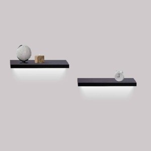 SEVOBAL Decorative Bookshelf 3 Set Floating Shelves Wall Mounted Wood Shelves Wall Decor Storage Picture Ledge Shelf, Black, 15.75"*3.94"*1.18" - 1 of 4