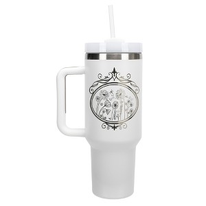 Elanze Designs Flower Garden Mirror Damask Frame 40 oz. Stainless Steel, Large Water Bottle Coffee Mug, Spill & Leak Resistant, Thermal Travel Tumbler - 1 of 1