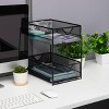 Mind Reader Metal Mesh Organizer [2 TIER] Slide Out Basket Drawer For Kitchen, Bathroom, Office Desk (BLACK) - 2 of 4