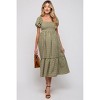 PinkBlush Olive Gingham Smocked Maternity Midi Dress - 3 of 4