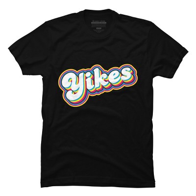 Men's Design By Humans Yikes Colorful Rainbow Outline By T-Shirt