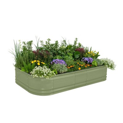 Olive Green 17" Tall Modular Metal Outdoor Raised Garden Bed