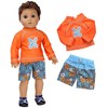 Sophia's - 18" Doll - Surf Shirt & Floral Print Swim Trunks - Orange - 2 of 4
