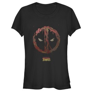 Juniors Womens Marvel Zombies Deadpool Mask T-Shirt - 1 of 3