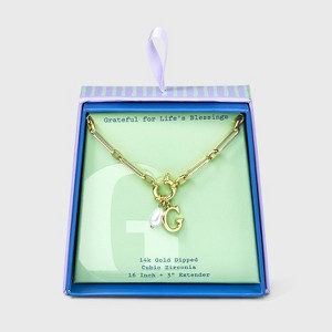 14K Gold Dipped Pearl Charm on Chain Initial Necklace - A New Day Gold - 1 of 4