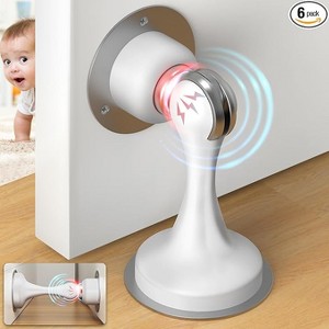 DOMETOUR Magnetic Door Stopper 6 Pack, Adhesive & Screw Mount, Stainless Steel, Wall/Floor Door Holder, White - 1 of 4