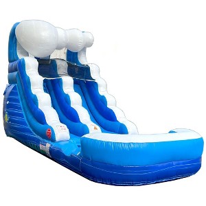 Pogo Bounce House Crossover Kids Inflatable Water Slide, Blue Wave no blower, 12 ft - 1 of 4