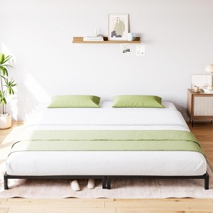 Full/Queen/King Metal Bed Frame – 6"/8"/10"/12"/14"/16" Platform, Heavy Duty Steel Slat Support, No Box Spring Needed, Easy Assembly, Black - 1 of 4