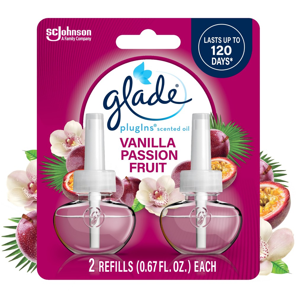 Glade PlugIns Scented Oil Air Freshener Refills - Vanilla Passion Fruit - 1.34oz/2pk