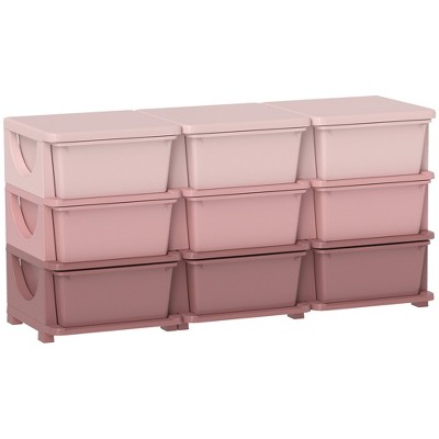 Qaba Kids Storage Unit Dresser Tower with Drawers Chest Toy Organizer for Bedroom Nursery Kindergarten Living Room for Boys Girls