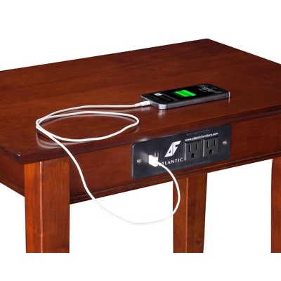 Walnut Shaker Chair Side Table with Charging Station