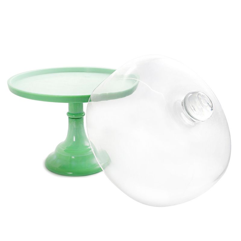 Gibson Pioneer Woman 10 Inch Pedestal Cake Plate with Glass Lid in Jadeite, 2 of 4